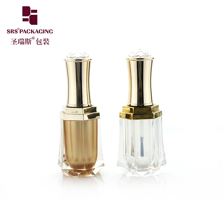 Gold Acrylic 8ml Nail Polish Bottles Empty UV Gel Nail Polish Packaging With Brush