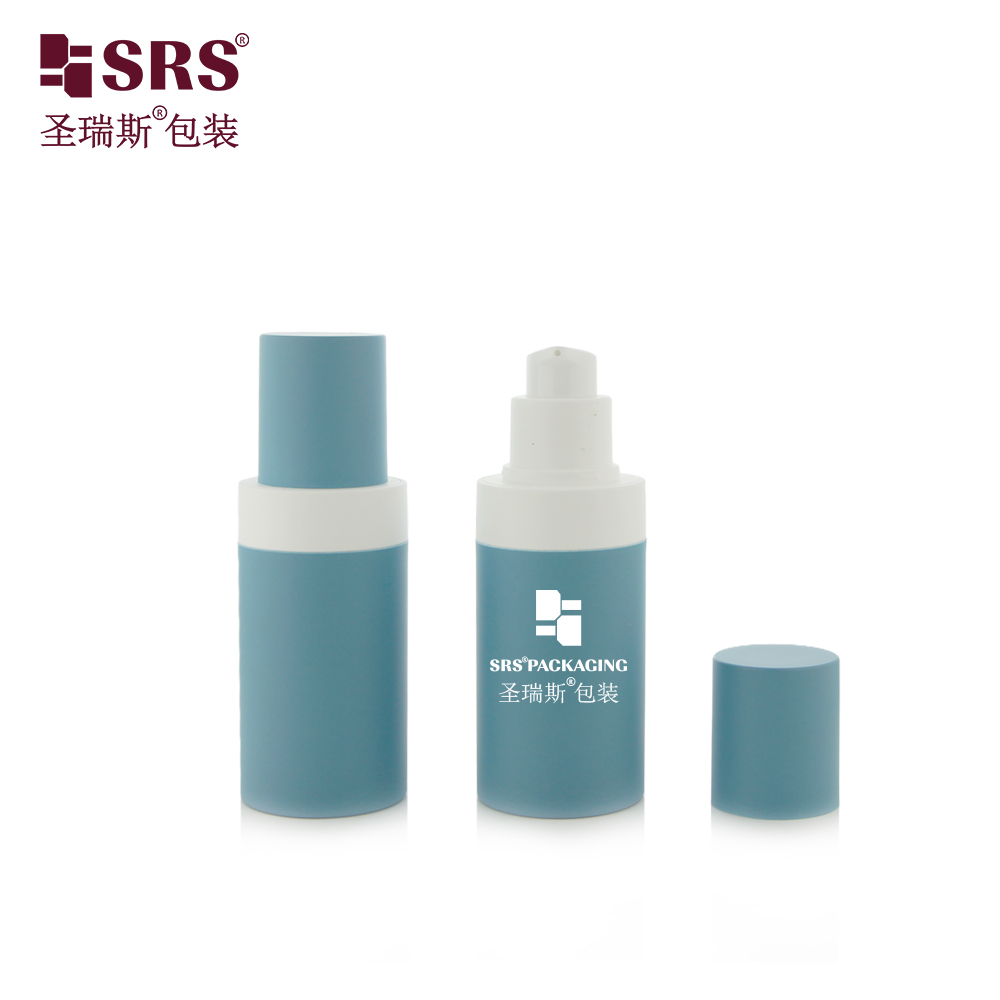 AP001-50ml Smoke Blue Colored Empty Round PP PCR Sustainable Design Plastic Bottle with Refill Inner Replacement