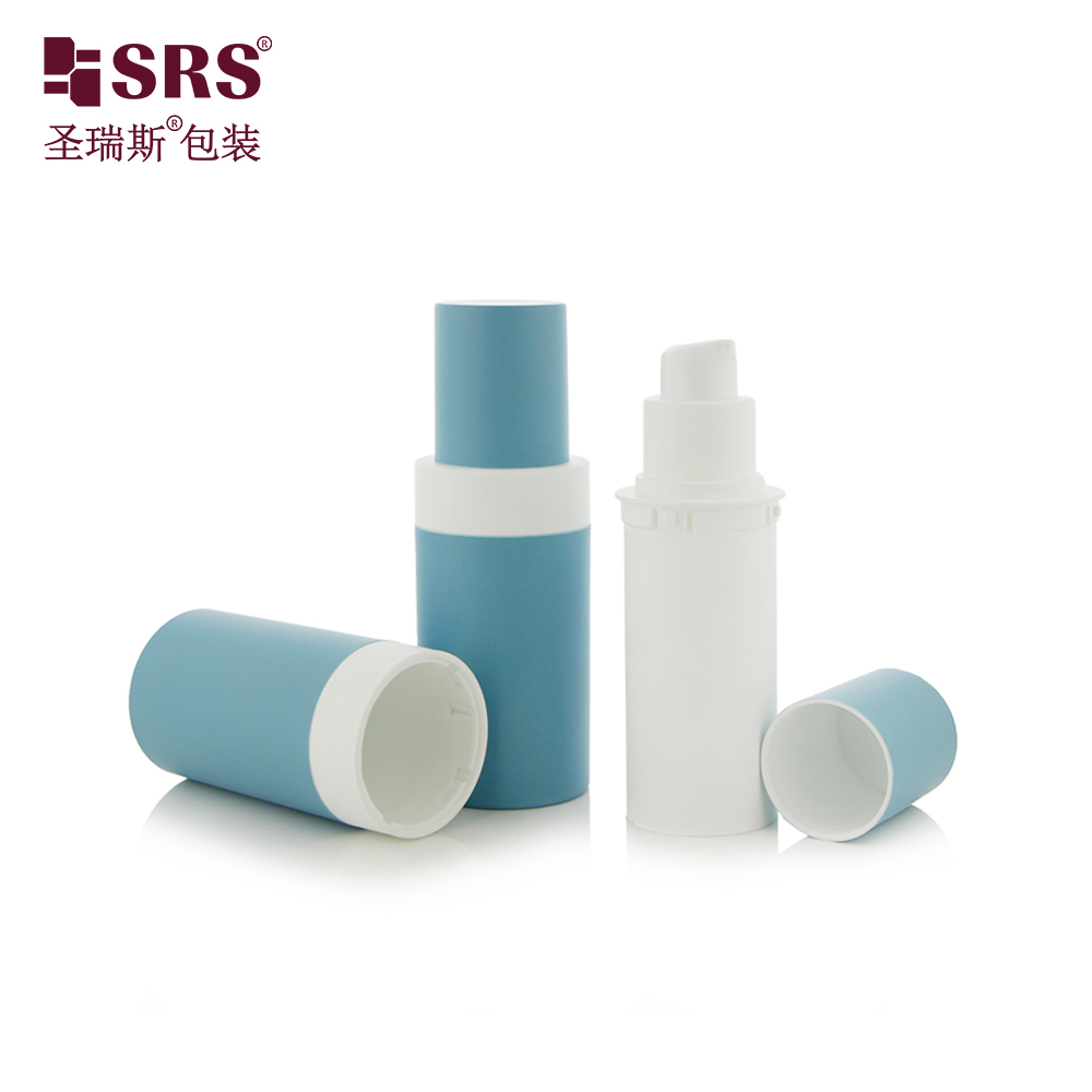 AP001-50ml Smoke Blue Colored Empty Round PP PCR Sustainable Design Plastic Bottle with Refill Inner Replacement