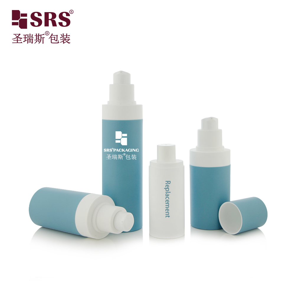 AP001-50ml Smoke Blue Colored Empty Round PP PCR Sustainable Design Plastic Bottle with Refill Inner Replacement