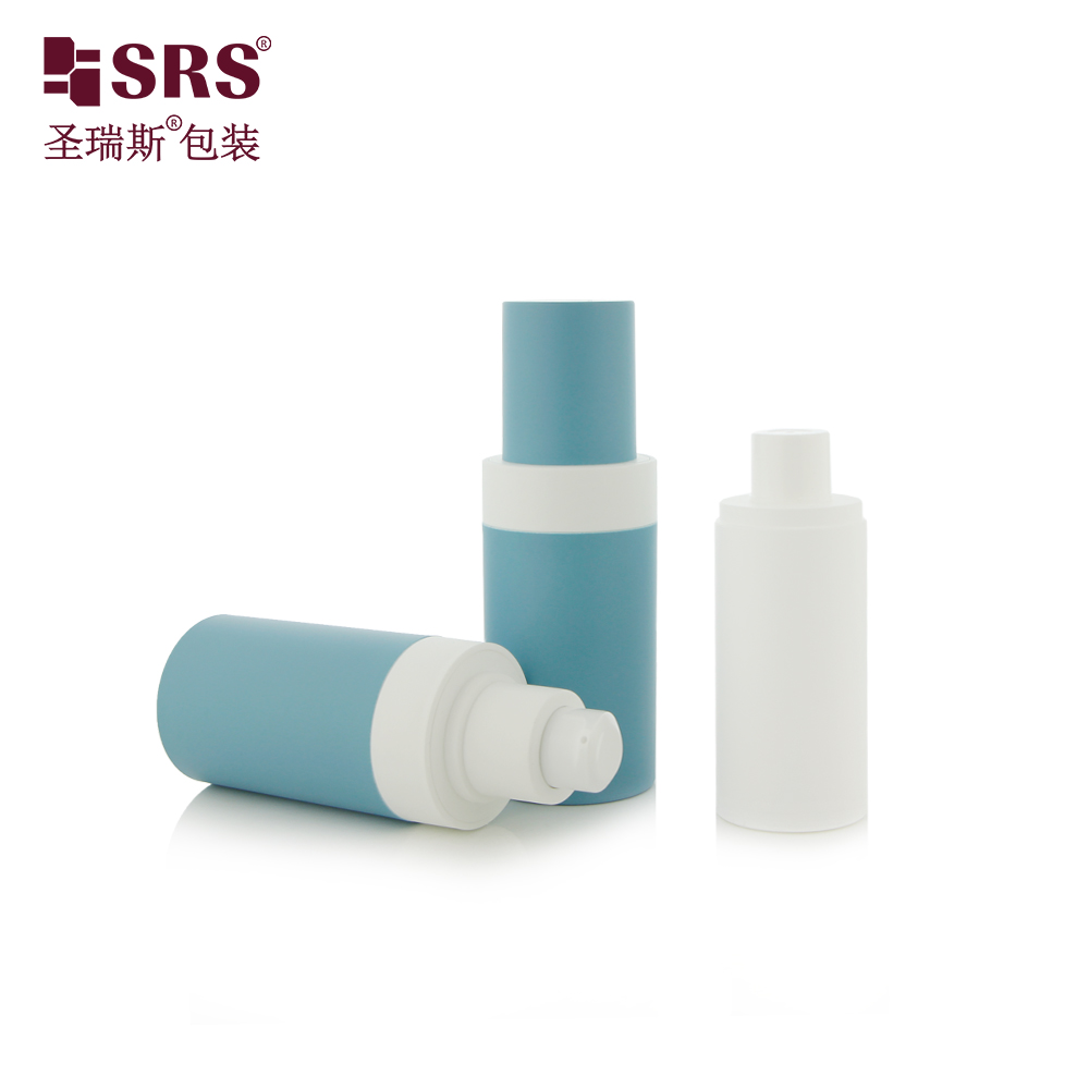 AP001-50ml Smoke Blue Colored Empty Round PP PCR Sustainable Design Plastic Bottle with Refill Inner Replacement