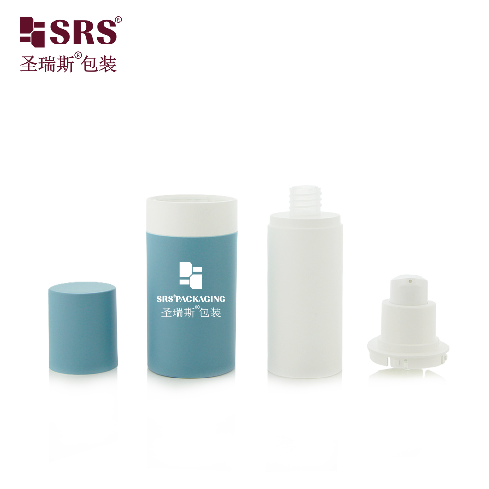 AP001-50ml Smoke Blue Colored Empty Round PP PCR Sustainable Design Plastic Bottle with Refill Inner Replacement