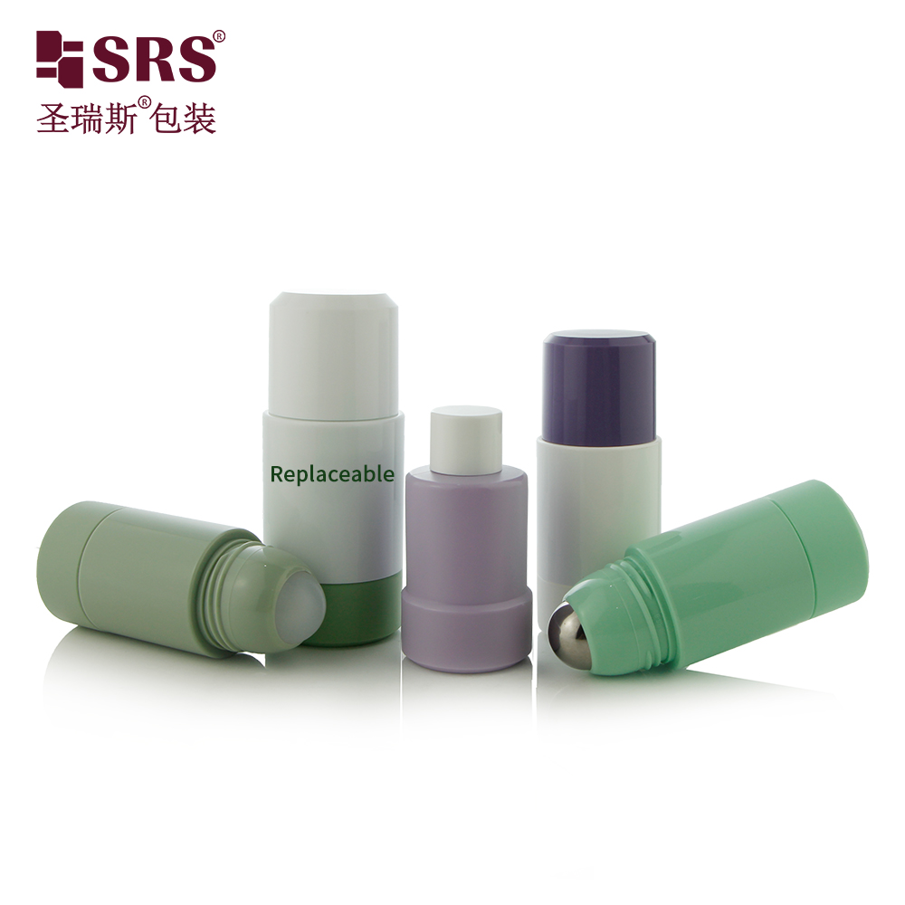 Replaceable 50ml 75ML PP PCR Plastic Deodorant Roller on Bottle New Design Skin Care Cosmetic Container