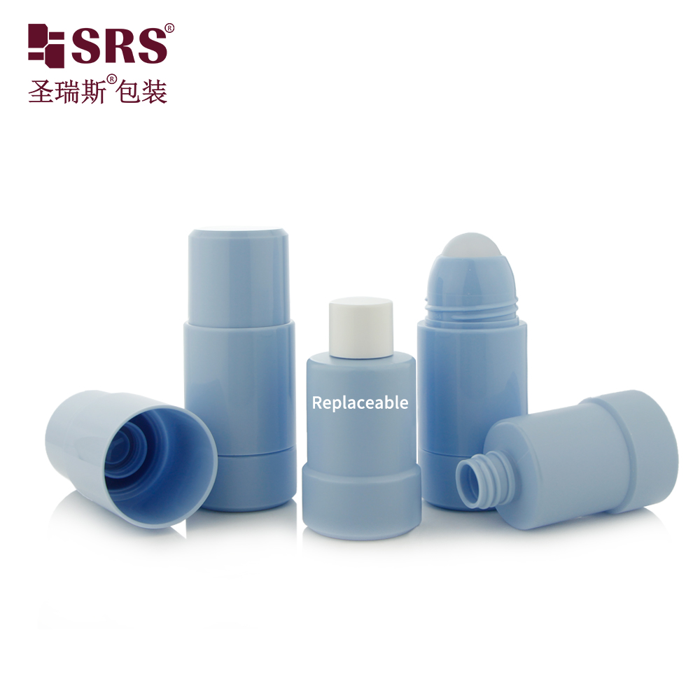 Replaceable 50ml 75ML PP PCR Plastic Deodorant Roller on Bottle New Design Skin Care Cosmetic Container