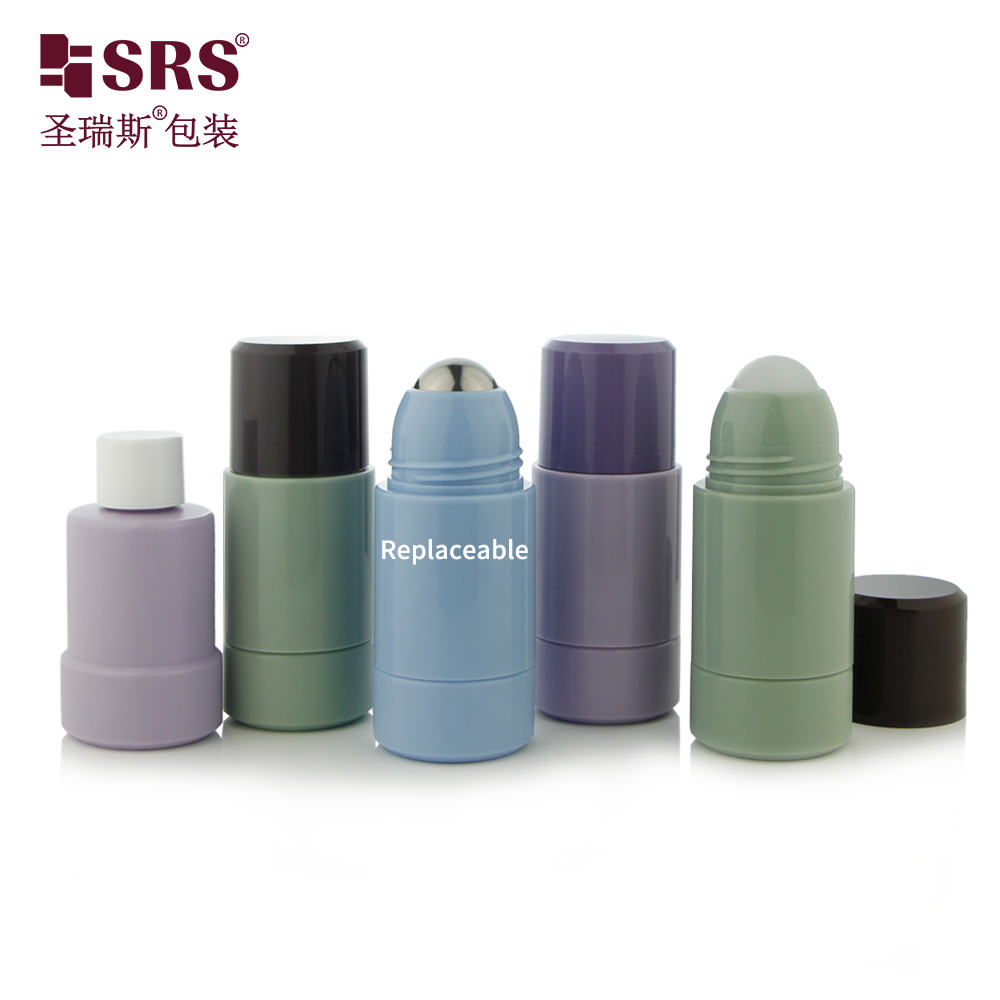 Replaceable 50ml 75ML PP PCR Plastic Deodorant Roller on Bottle New Design Skin Care Cosmetic Container