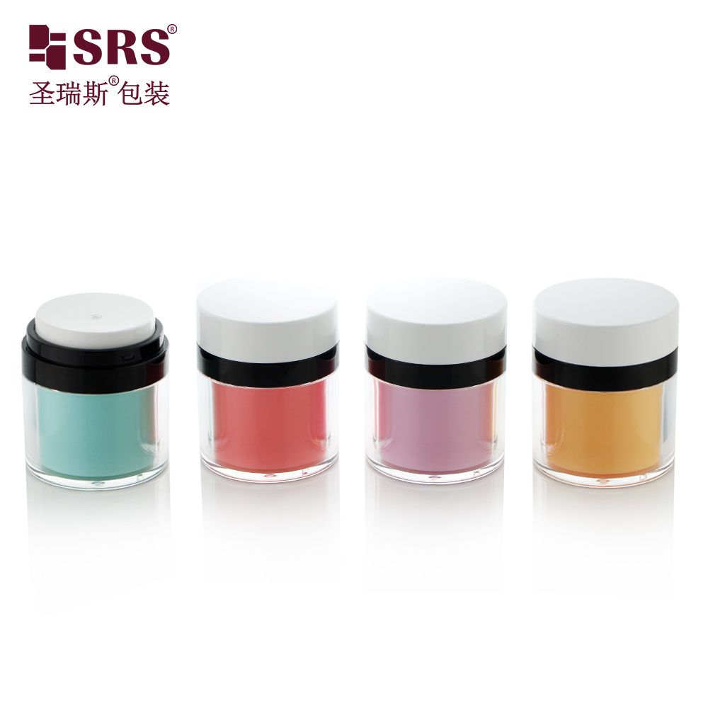 Eco-friendly PP Inner Acrylic Outer Cosmetics Jar 15g 30g 50g Replaceable Series For Skincare Custom Color