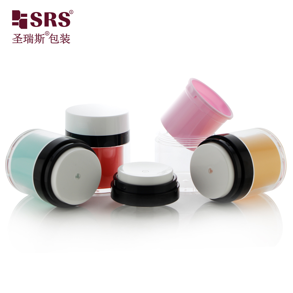 Eco-friendly PP Inner Acrylic Outer Cosmetics Jar 15g 30g 50g Replaceable Series For Skincare Custom Color