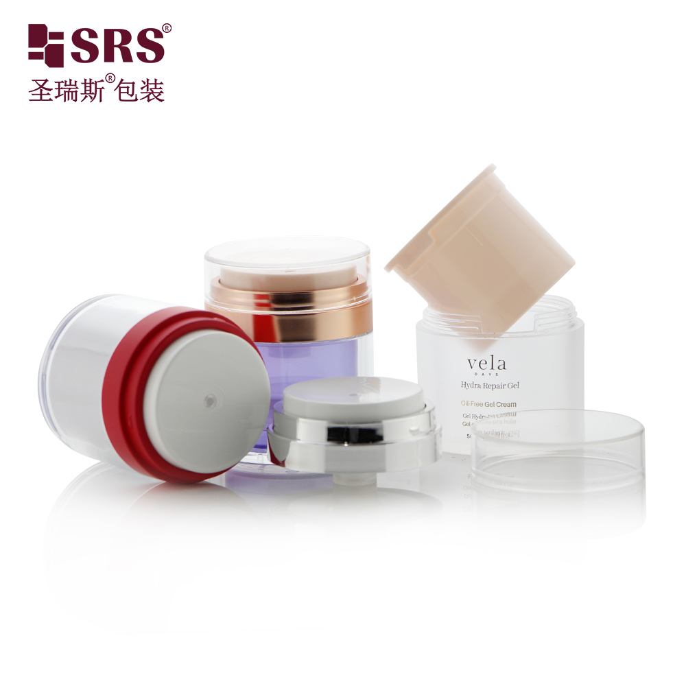 Eco-friendly PP Inner Acrylic Outer Cosmetics Jar 15g 30g 50g Replaceable Series For Skincare Custom Color