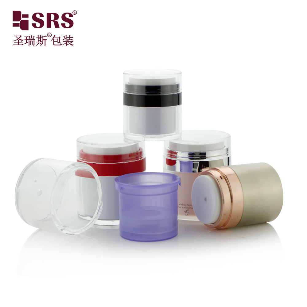 Eco-friendly PP Inner Acrylic Outer Cosmetics Jar 15g 30g 50g Replaceable Series For Skincare Custom Color