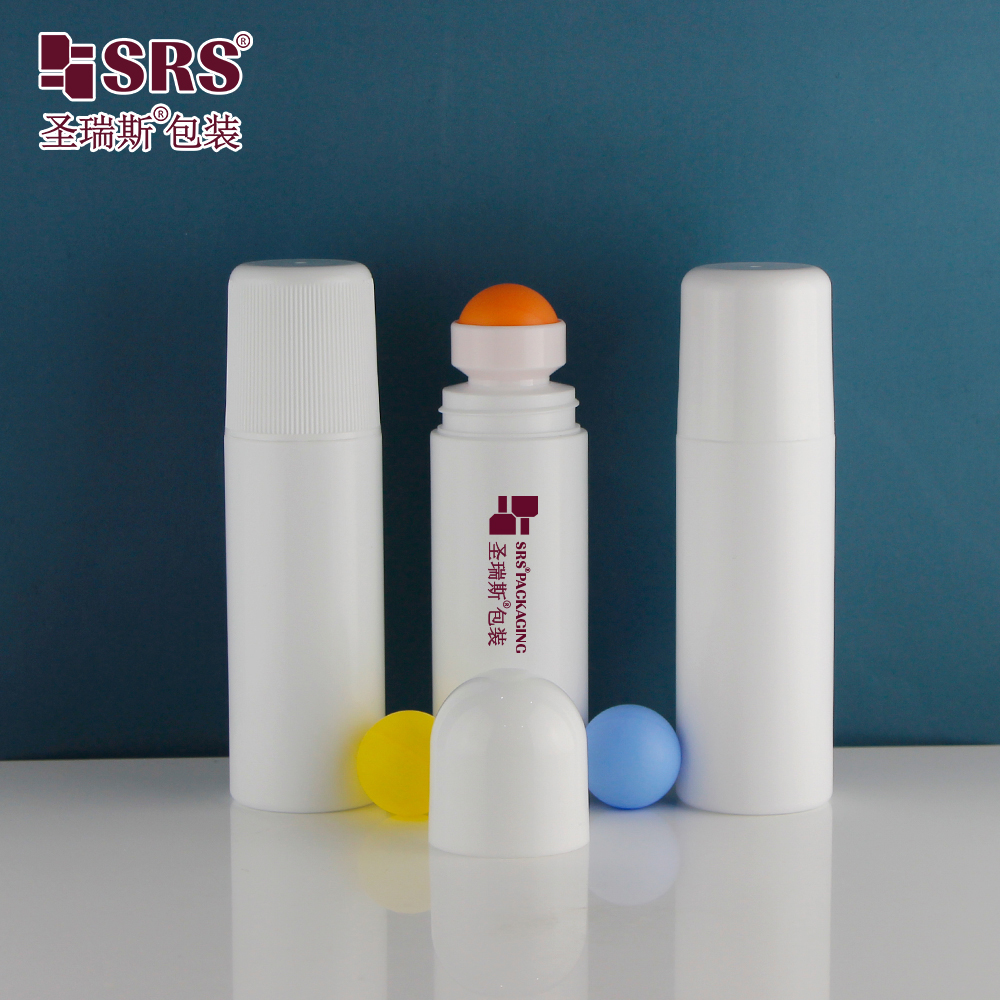 Custom Color 90ml Roll On Deodorant Bottle PP PCR Plastic Pain Relief Gel Roller Bottle With Plastic Roller Ball