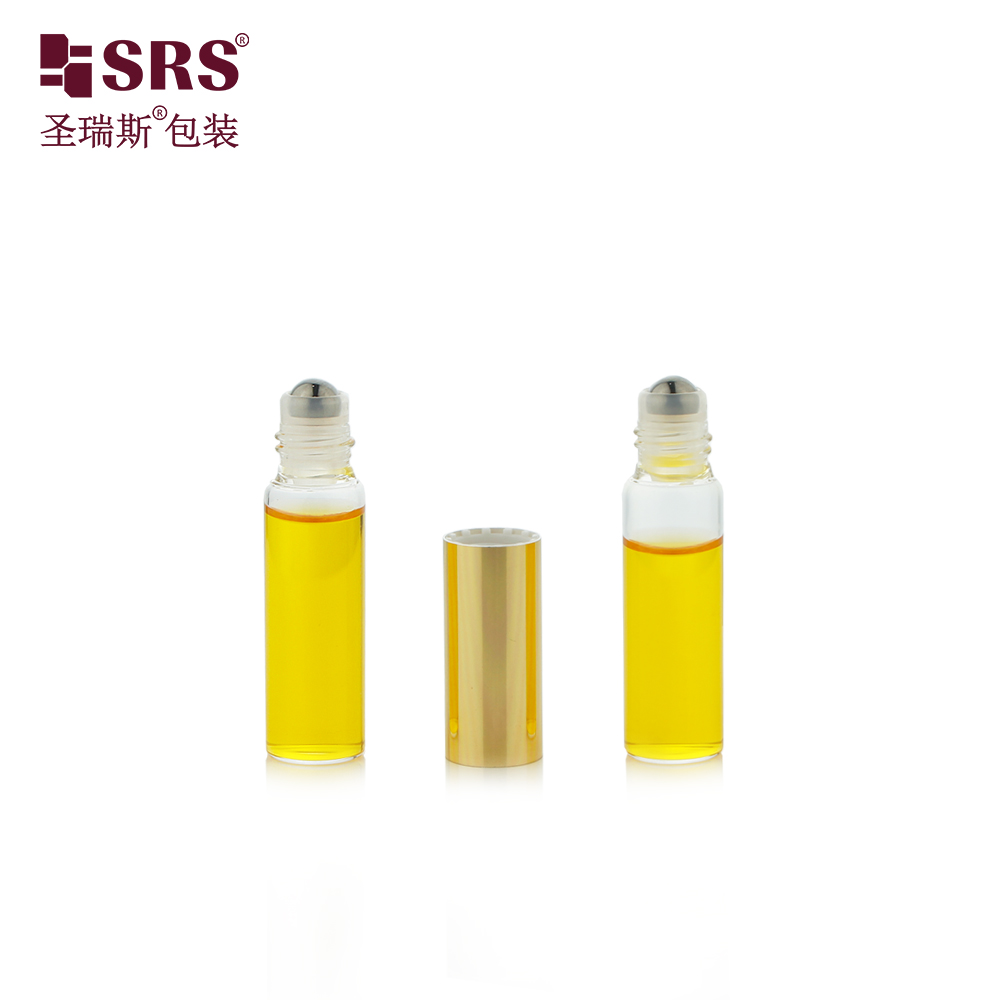 SGB2-5+5ML Clear Glass Bottle 15mm Diameter Tube Perfume Glass Container with 304 Stainless Steel Ball Double Bottle in One