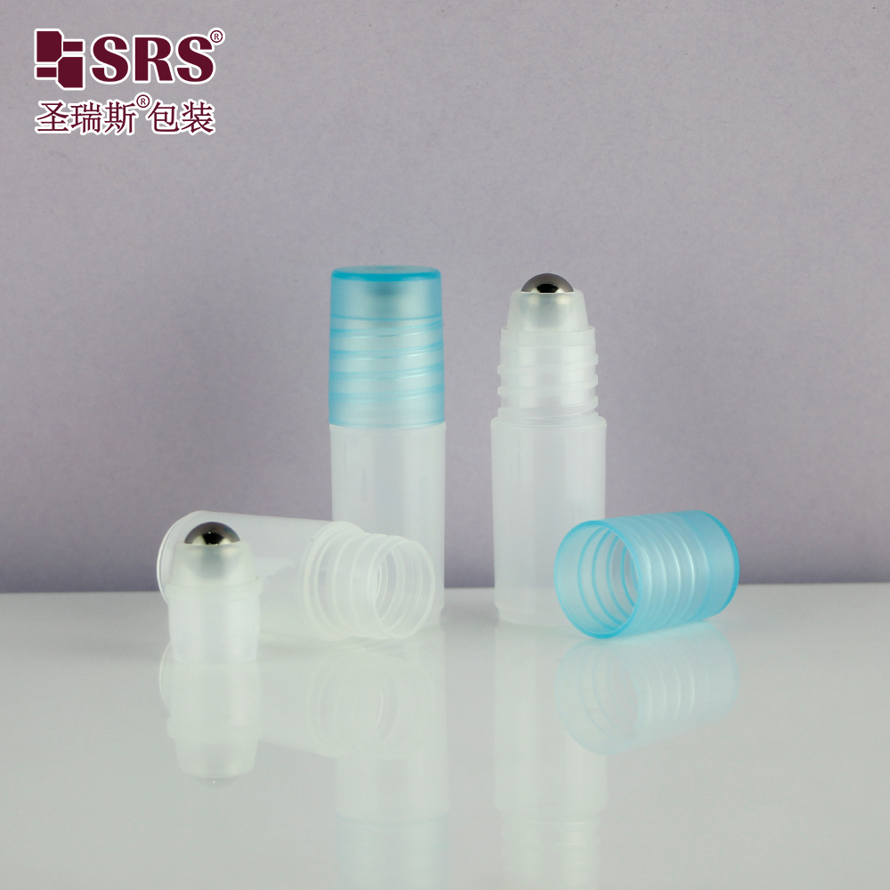 Travel Size 3ml PP PCR Plastic Roll On Bottle Skin Care Serum Roller Bottle With Steel Stainless Roller Ball