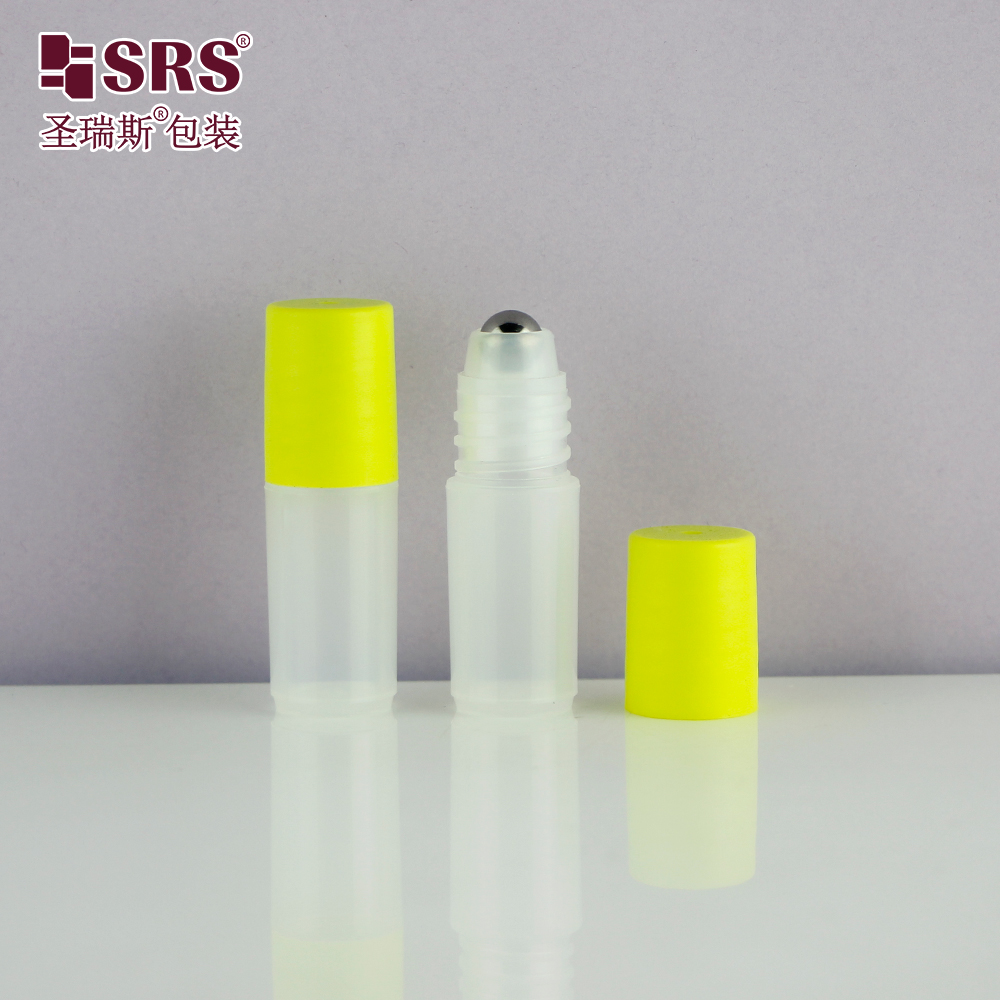 Travel Size 3ml PP PCR Plastic Roll On Bottle Skin Care Serum Roller Bottle With Steel Stainless Roller Ball