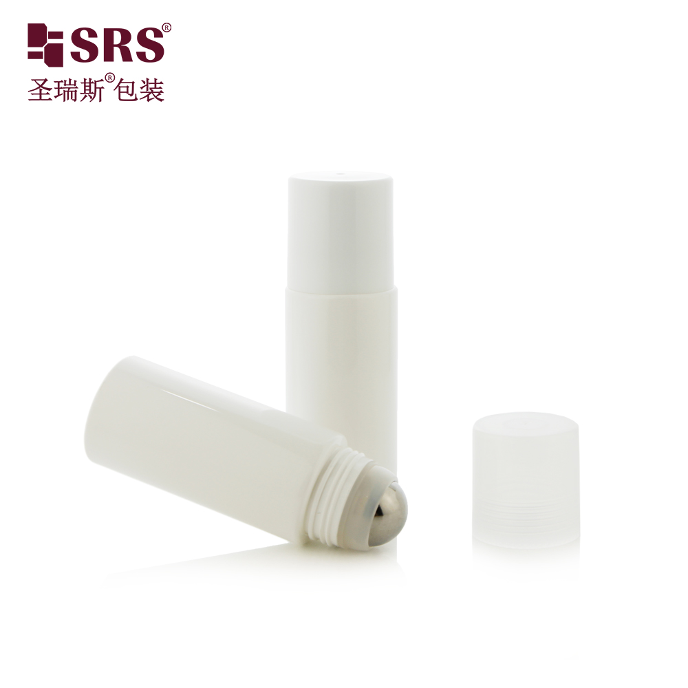 Empty 60ml White PET Plastic Eco friendly Bottle with Big Steel Metal Ball for Massage Gel