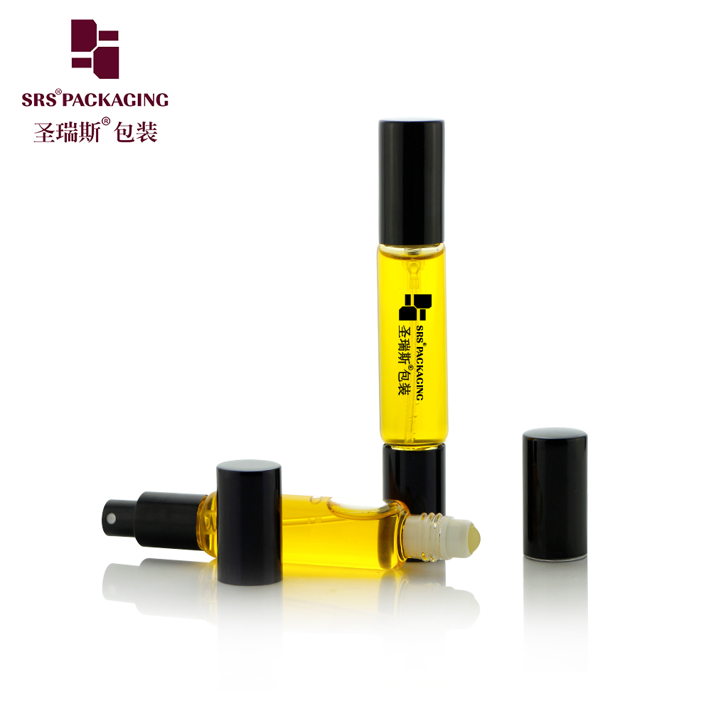 New Design Glass Perfume Roller Bottle 10ml Double Head Glass Spray Bottles Essential Oil Serum Bottle