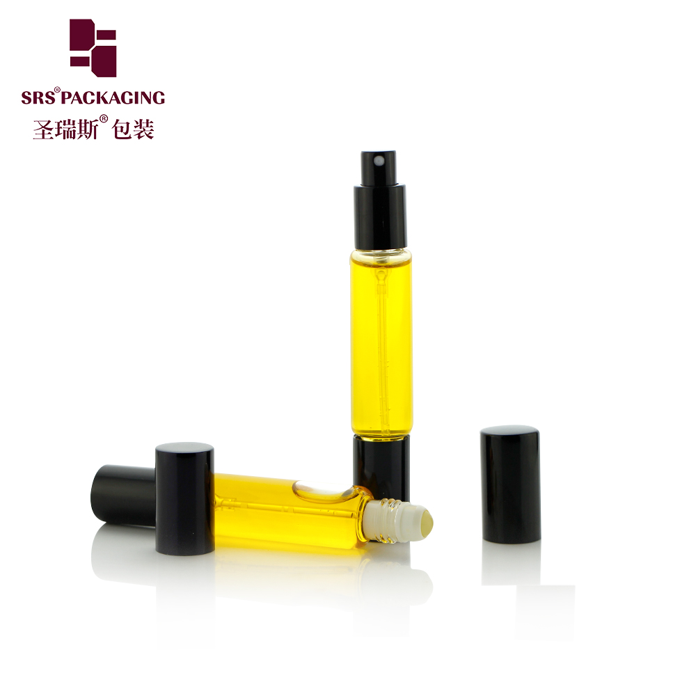 New Design Glass Perfume Roller Bottle 10ml Double Head Glass Spray Bottles Essential Oil Serum Bottle