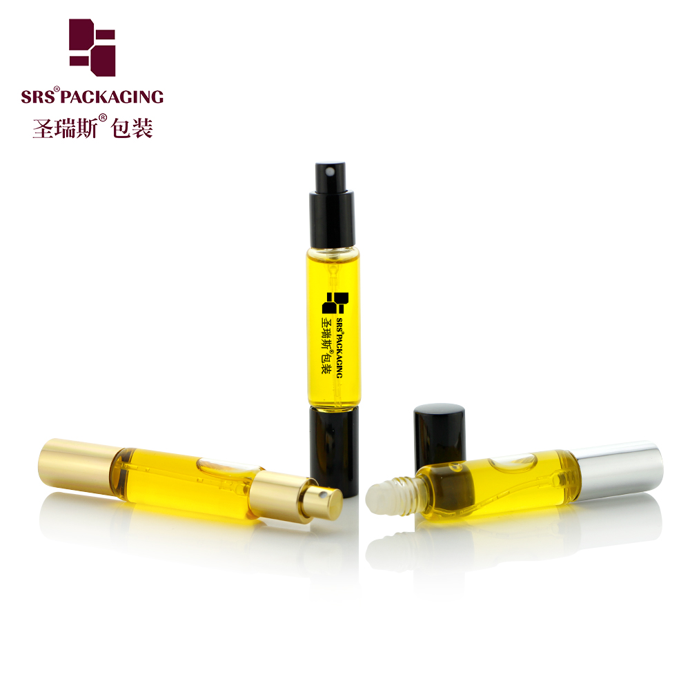 New Design Glass Perfume Roller Bottle 10ml Double Head Glass Spray Bottles Essential Oil Serum Bottle