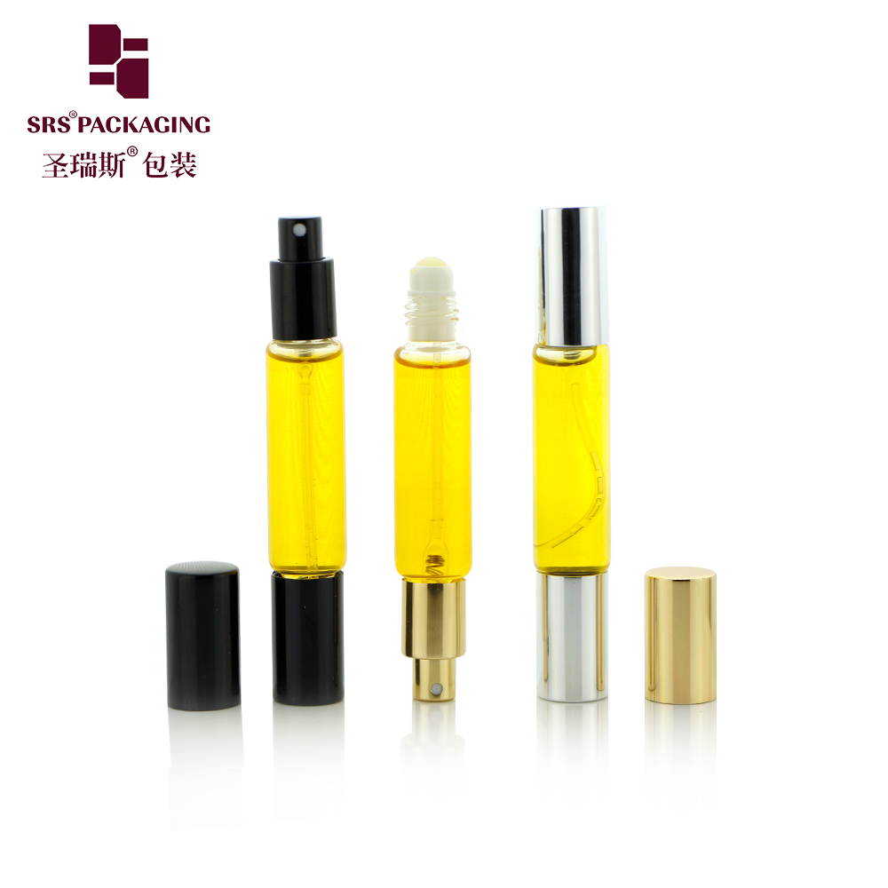 New Design Glass Perfume Roller Bottle 10ml Double Head Glass Spray Bottles Essential Oil Serum Bottle