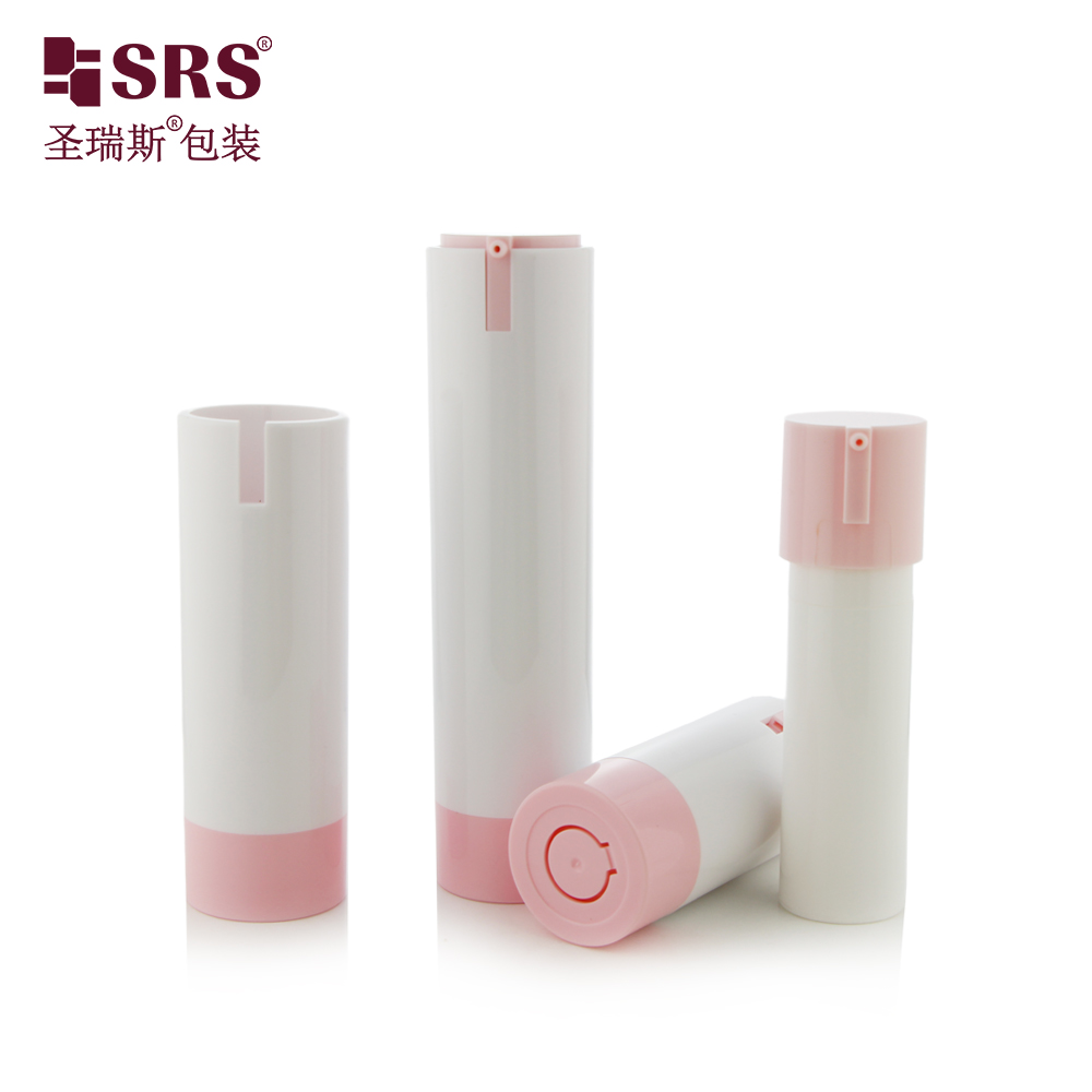 White Luxury High End Double Wall Airless Pump Vacuum Pump Bottle 15ml 30ml 50ml For Hair Serum Refillable Packaging