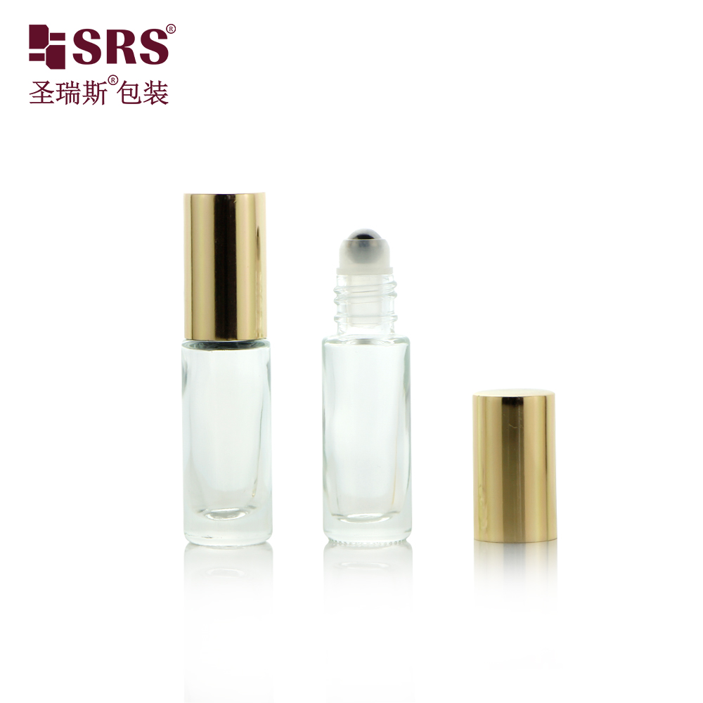 Thick Bottom 4ml Essential Oil Glass Roll On Bottle Travel Size Lip Care Oil Skin Care Packaging With Roller Ball