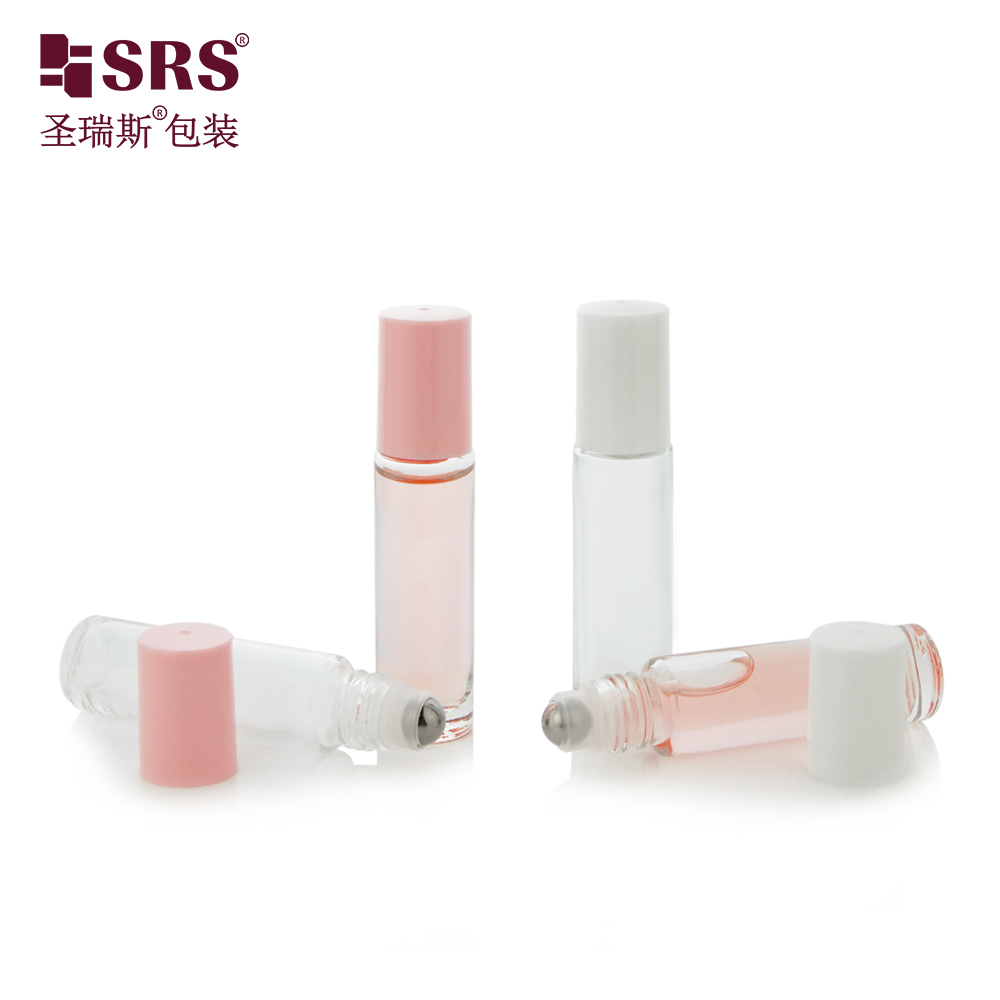 Transparent Clear Bottle Semi-transparent Pink Screw Cap Perfume Glass Roller Bottles 10ml