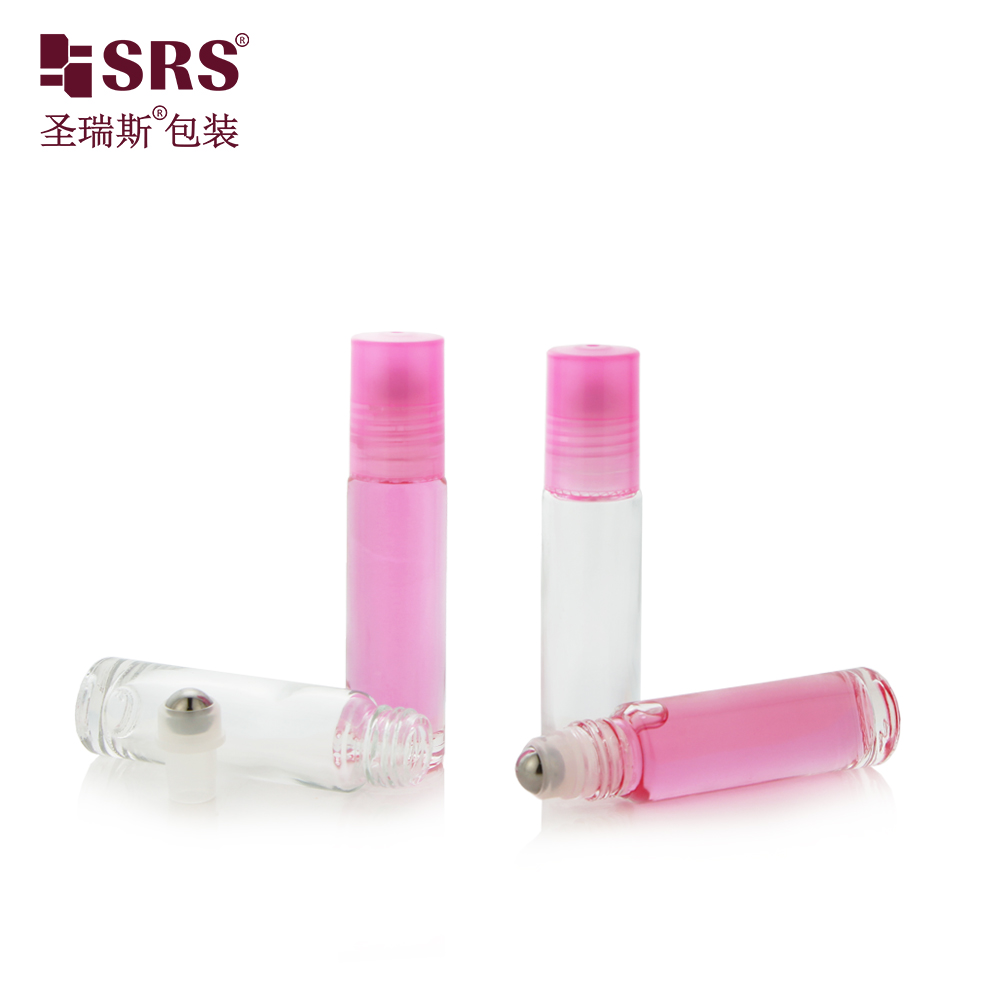 Transparent Clear Bottle Semi-transparent Pink Screw Cap Perfume Glass Roller Bottles 10ml