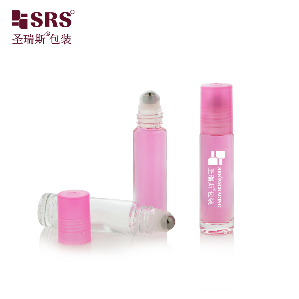 Transparent Clear Bottle Semi-transparent Pink Screw Cap Perfume Glass Roller Bottles 10ml