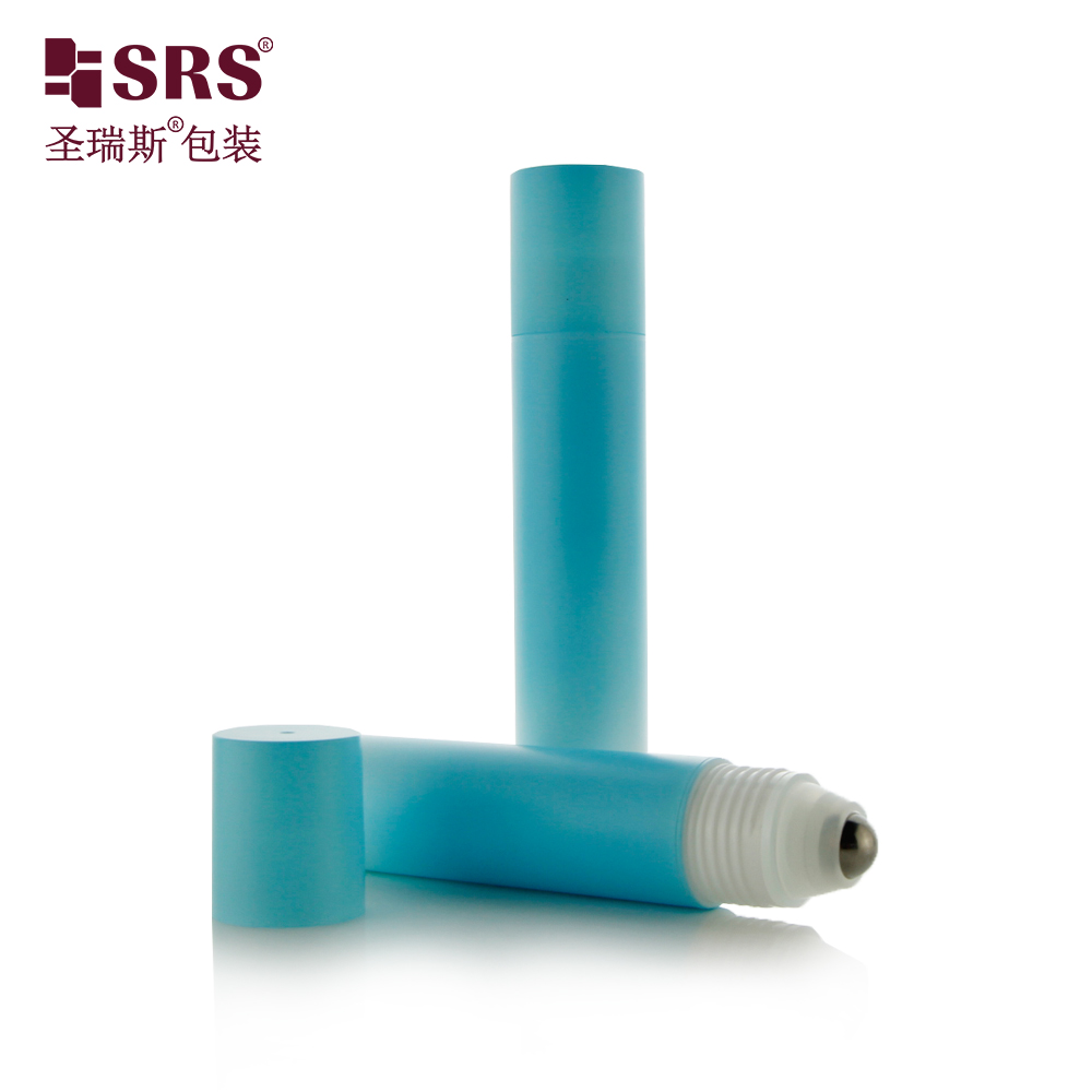 20ML Translucent Empty Injection Bottle with Plastic Roll on Applicator Blue Green Frost Cap for Massage Gel Packaging