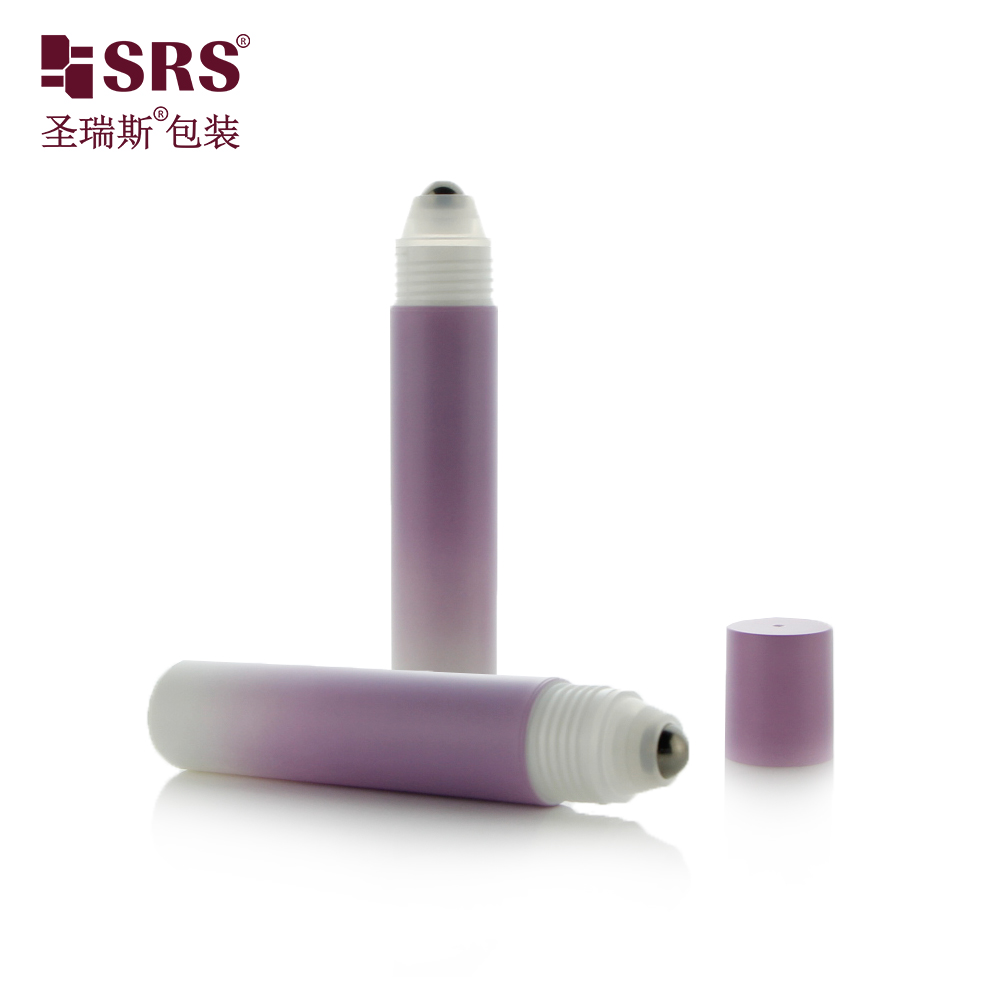 20ML Translucent Empty Injection Bottle with Plastic Roll on Applicator Blue Green Frost Cap for Massage Gel Packaging