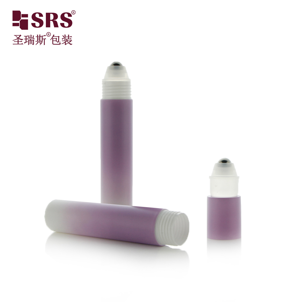 20ML Translucent Empty Injection Bottle with Plastic Roll on Applicator Blue Green Frost Cap for Massage Gel Packaging