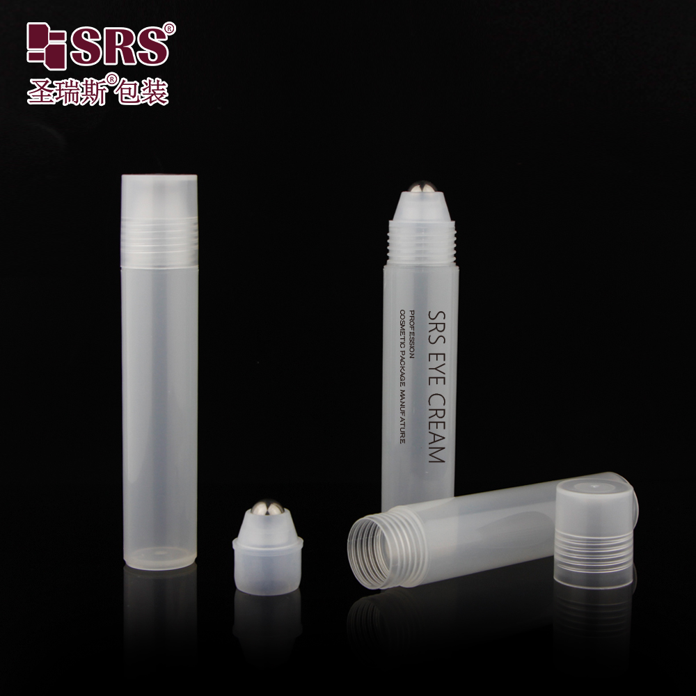 20ML Translucent Empty Injection Bottle with Plastic Roll on Applicator Blue Green Frost Cap for Massage Gel Packaging