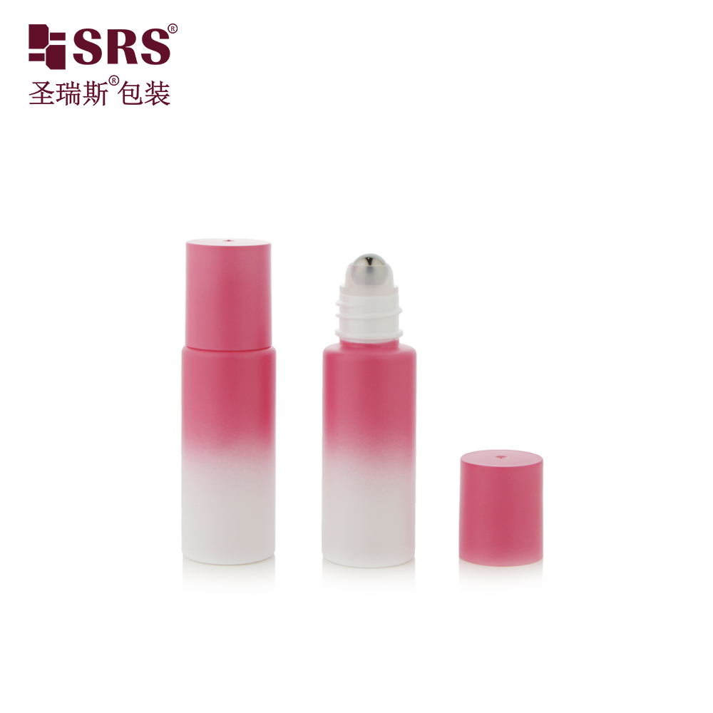 Gemstone Custom Eco Friendly Gel Personal Care 15ml 20ml Pink Gradient PET Roll On Bottle