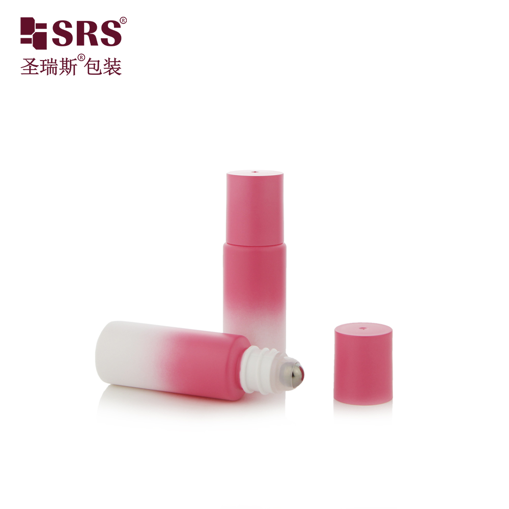 Gemstone Custom Eco Friendly Gel Personal Care 15ml 20ml Pink Gradient PET Roll On Bottle