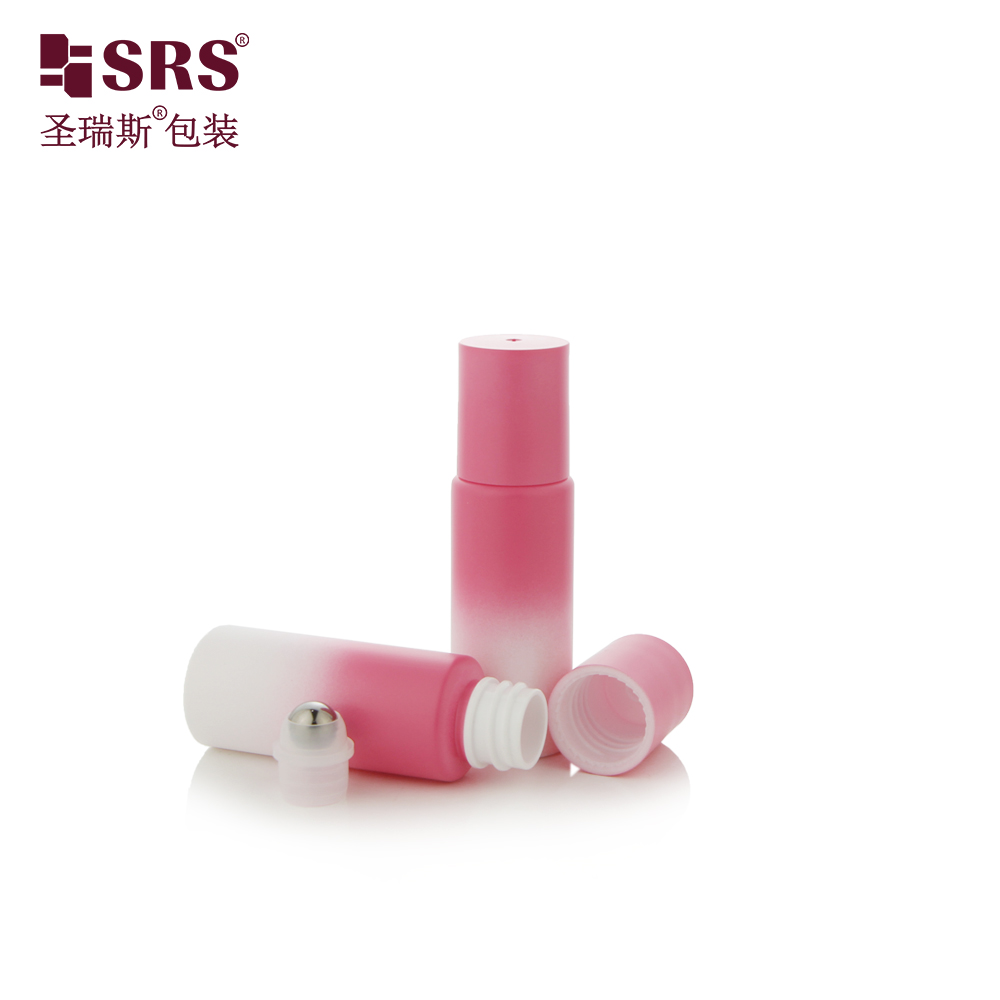 Gemstone Custom Eco Friendly Gel Personal Care 15ml 20ml Pink Gradient PET Roll On Bottle