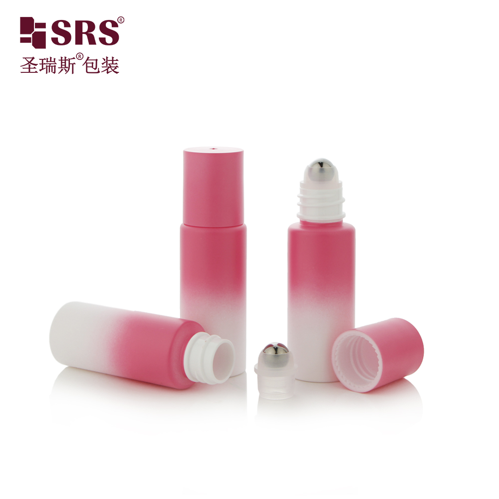 Gemstone Custom Eco Friendly Gel Personal Care 15ml 20ml Pink Gradient PET Roll On Bottle