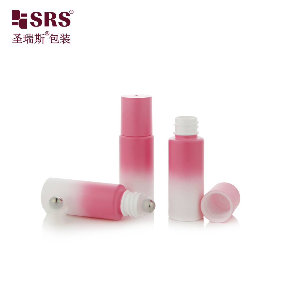 Gemstone Custom Eco Friendly Gel Personal Care 15ml 20ml Pink Gradient PET Roll On Bottle