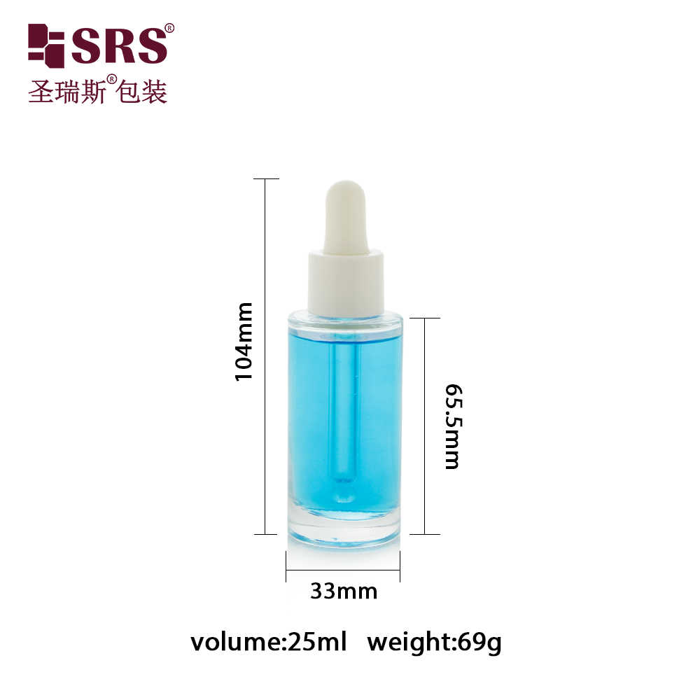 Popular 25ml Plastic Head Dropper Bottle Durable Glass For Cosmetics Packaging Skincare Oil