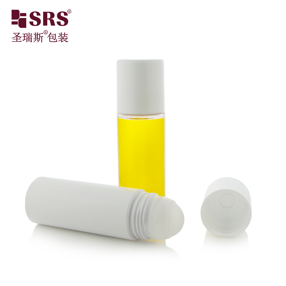 PET43-170ML Screen Printing Empty White Plastic PET PCR Recycled Bottle With Plastic Roller Ball