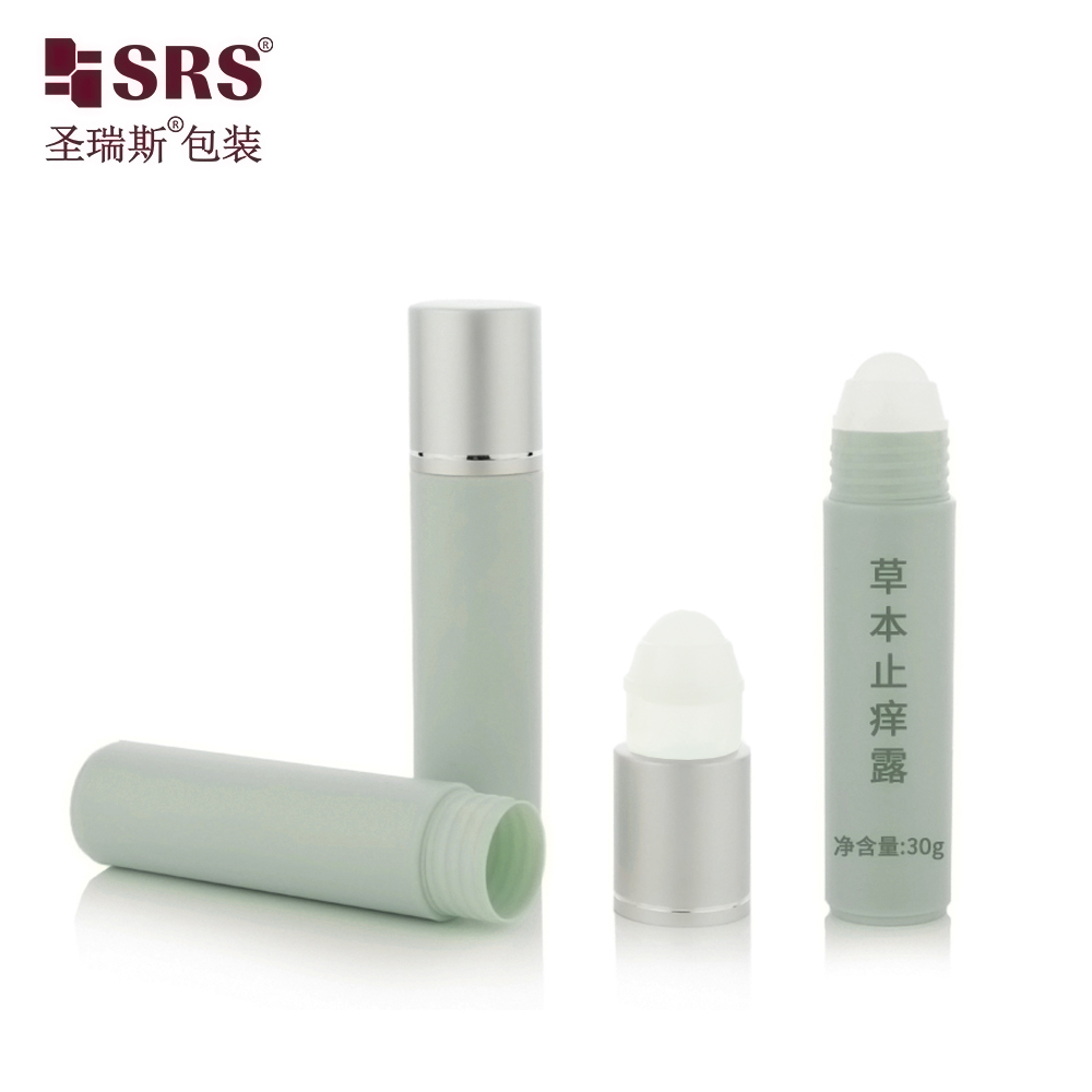 Multicolor 30ml PP PCR Aluminum Cap Roll On Bottle For Skincare Serum Anti-itch Liquid