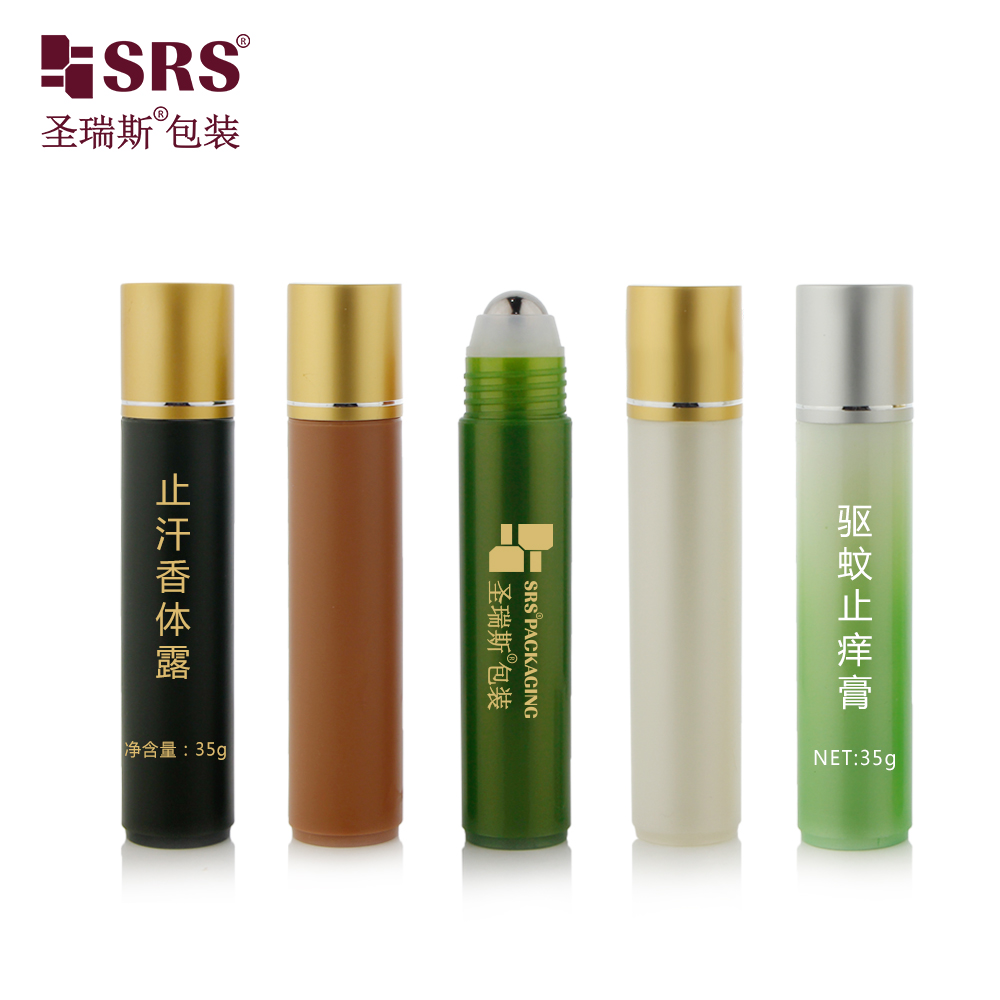 35ml Empty Cosmetic Packaging Luxury Massage Roll On Bottle For Deodorant