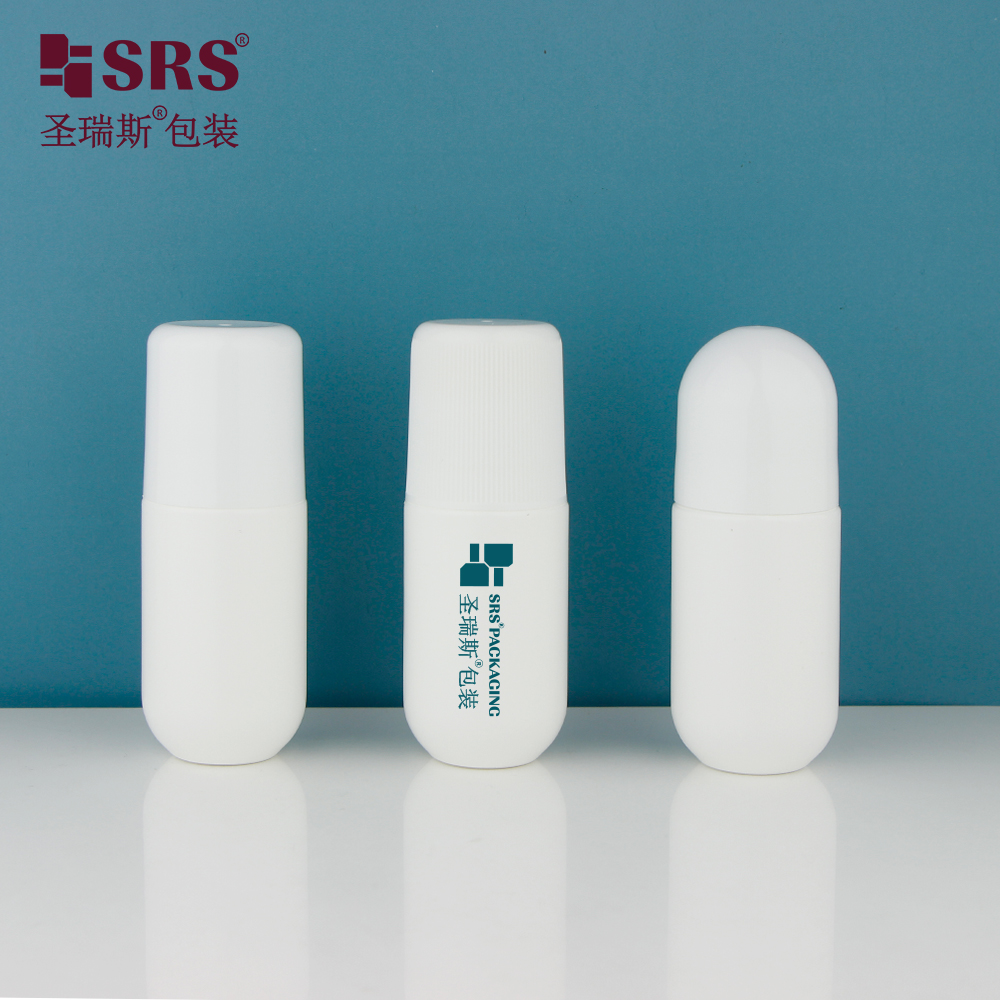 Empty White PP PCR Pain Relief Gel Heat Reduce Gel Plastic Roller Bottle With Colorful Roller Ball Dome Cap