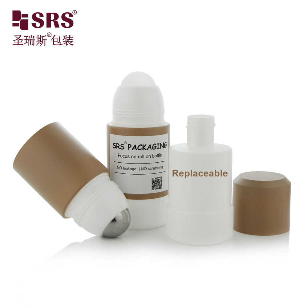 New Design PP PCR Replacement 50ml 75ml Plastic Deodorant Bottle Roll On Container With Stainless Ball