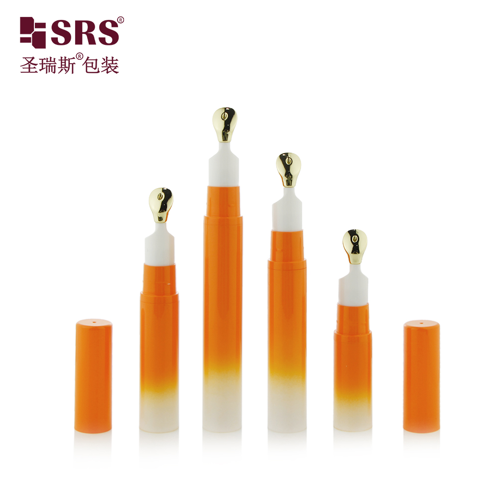 New Design Round Empty Spraying Gradient Orange Airless Pump Bottle Slim Size With Gold Metal Tip 