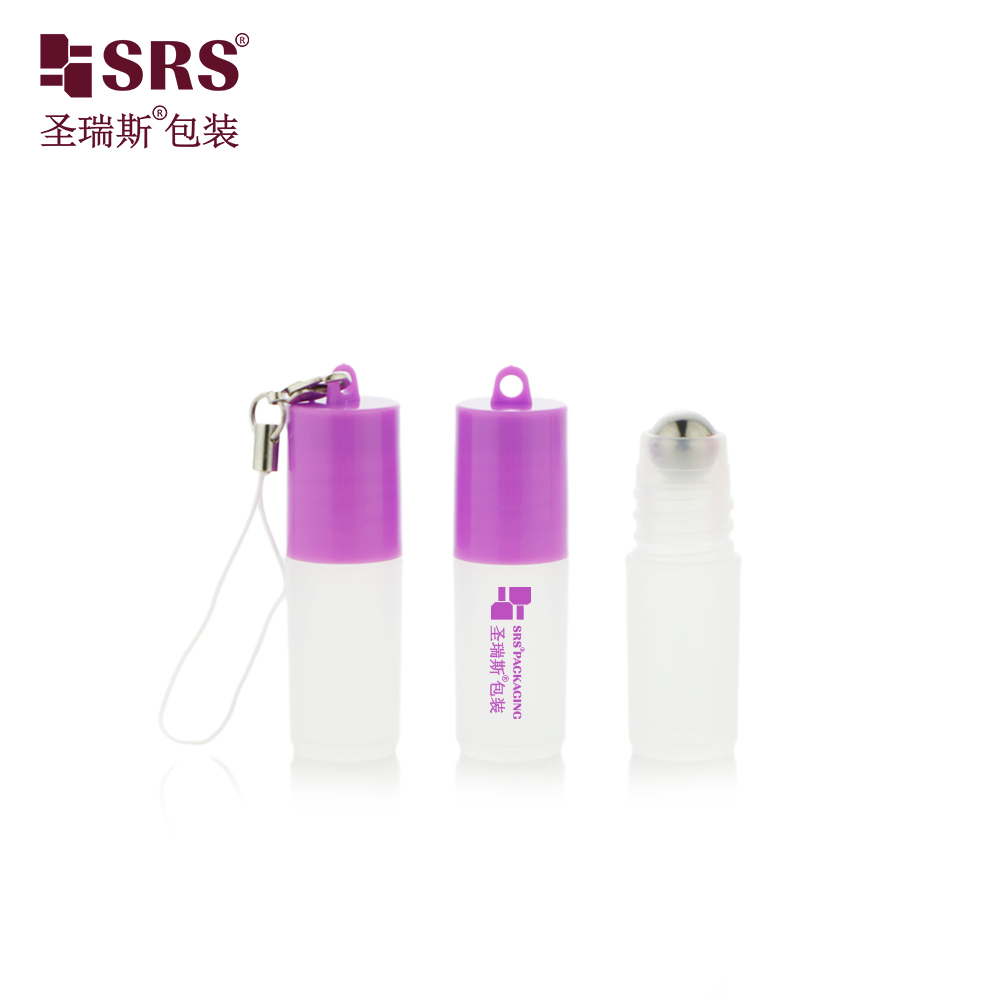 SRS 3ml Eye Serum Anti-acne Refreshing Toilet Water PP Plastic Roll On Bottle Cap With Hook