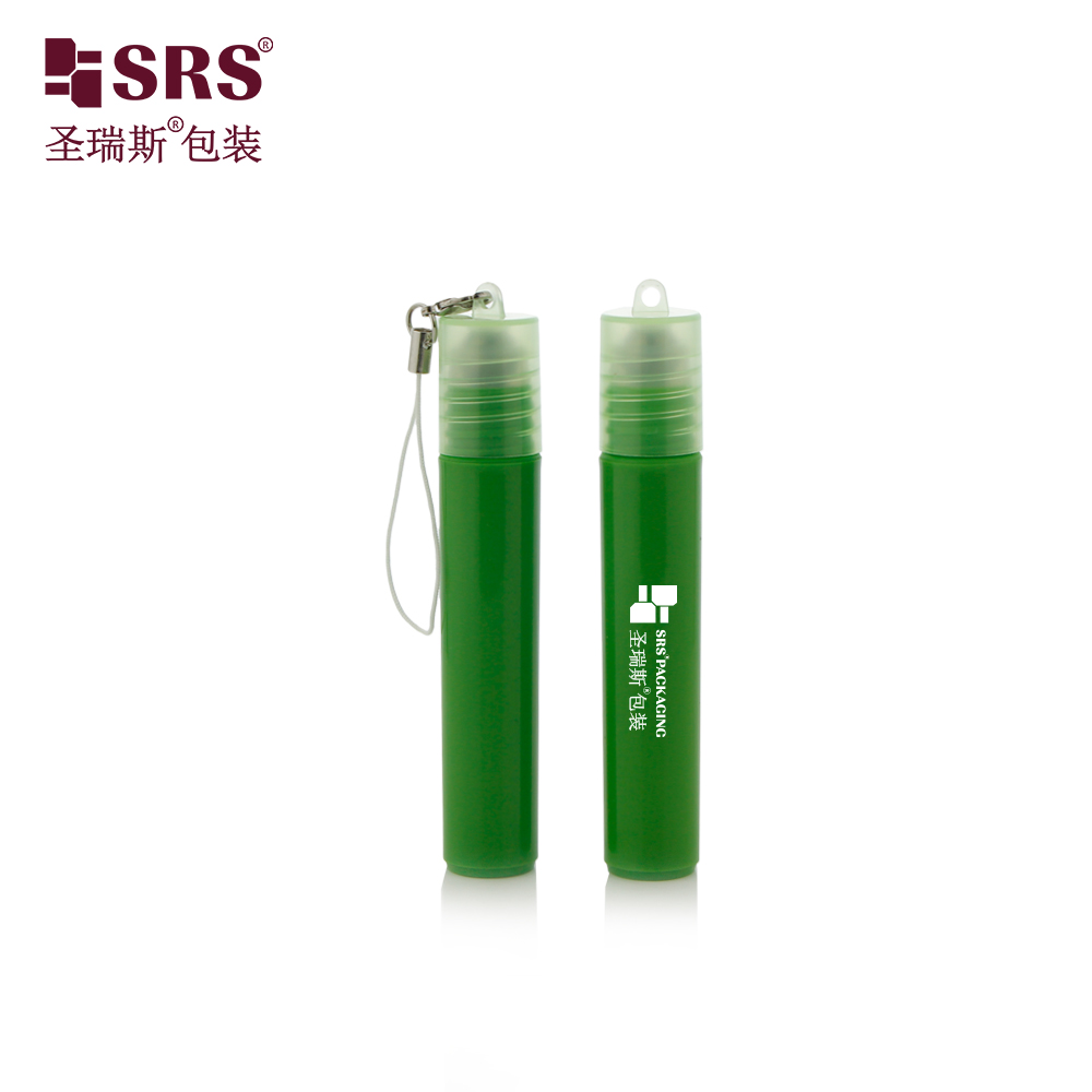 Wholesale 7ml plastic bottle roller with hook portable keychain perfume empty bottle