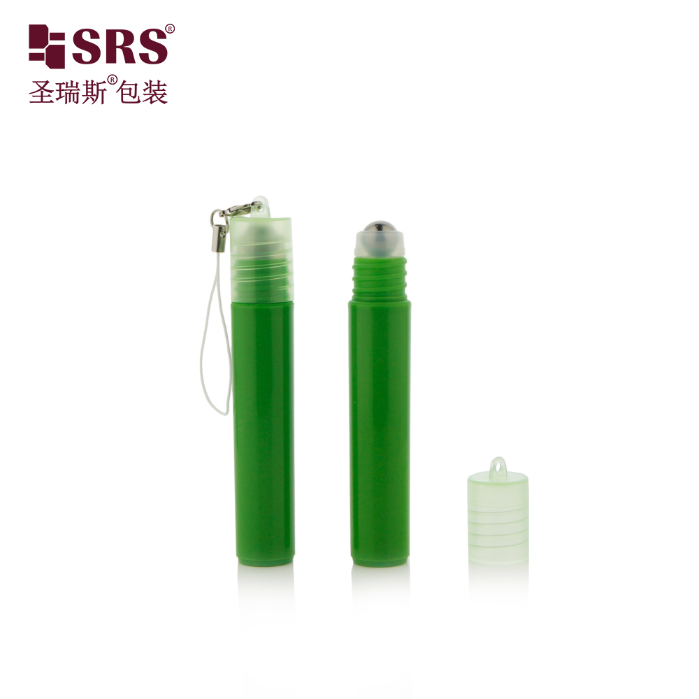 Wholesale 7ml plastic bottle roller with hook portable keychain perfume empty bottle