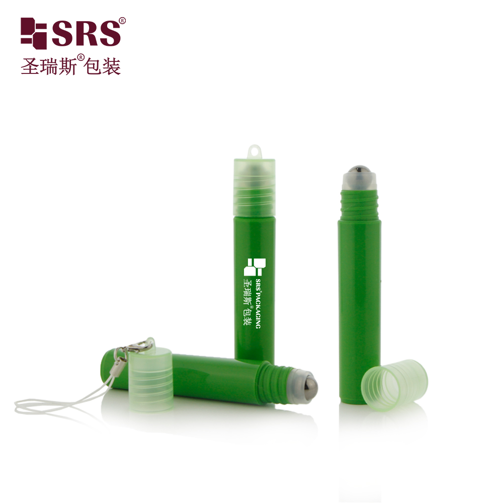 Wholesale 7ml plastic bottle roller with hook portable keychain perfume empty bottle