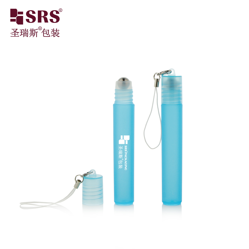 Empty Wholesale 8ml Plastic Roll On Bottle With Hook Portable Keychain Perfume Empty Bottle