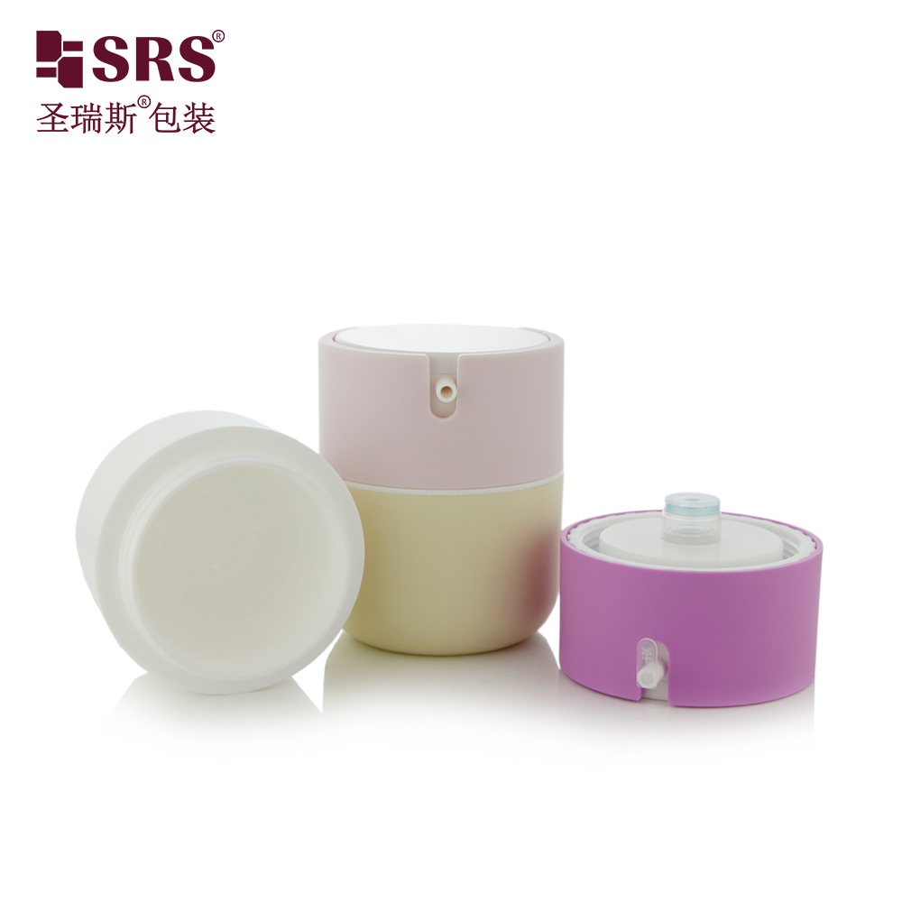 SRS Factory Price Empty 50ml Custom Injection Painting Metalized Color Airless Jar