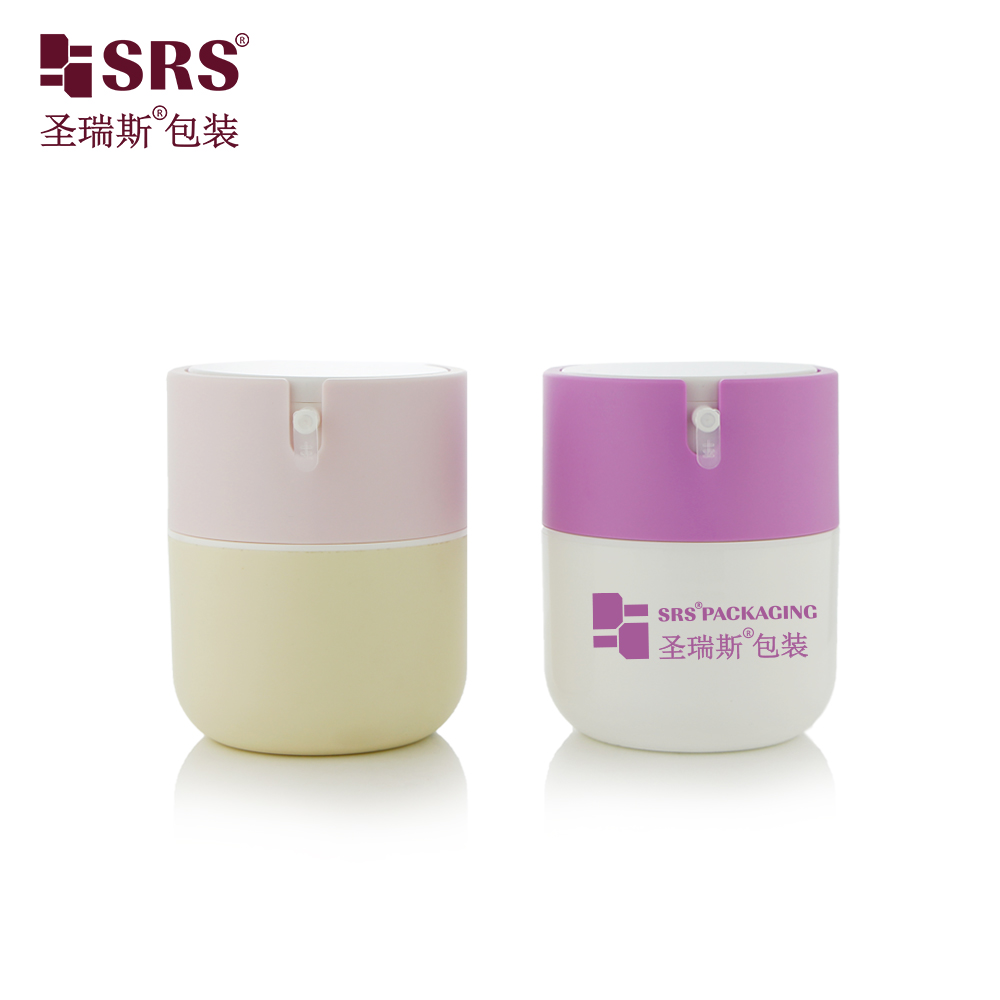 SRS Factory Price Empty 50ml Custom Injection Painting Metalized Color Airless Jar